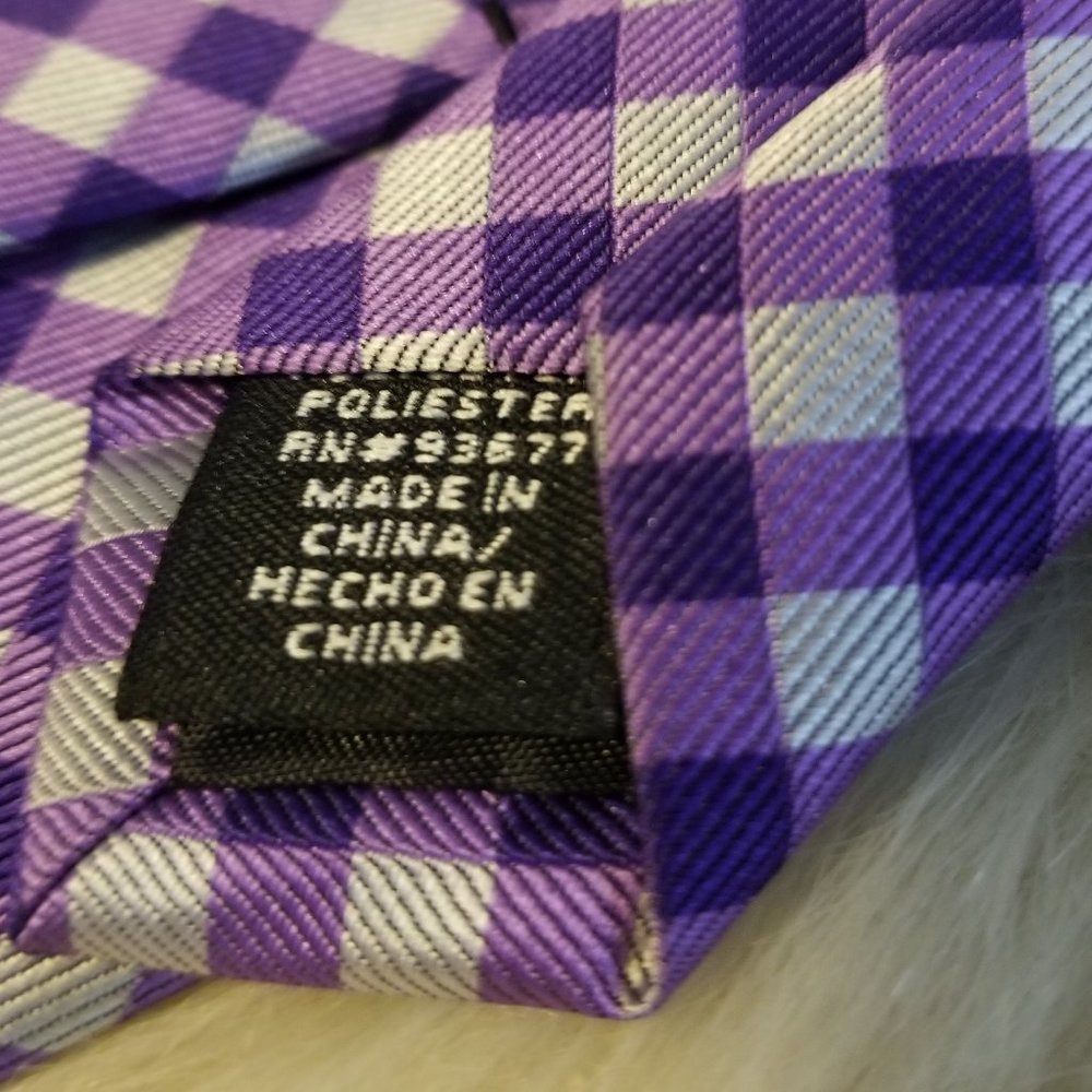 J Ferrar Purple Silver Checked Tie - Picture 6 of 6